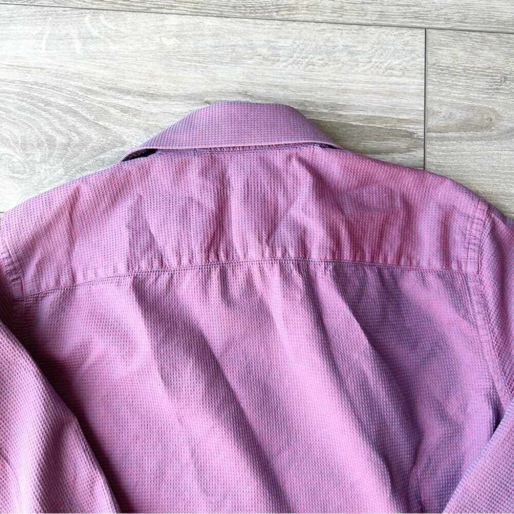 Report Collection Purple Waffle Pattern Pattern Button Down  Shirt - Picture 13 of 16